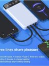 Built in 4 Cables Power Banks 10000mAh Power bank Portable 2A Fast Charge Power Banks with Flashlight Black